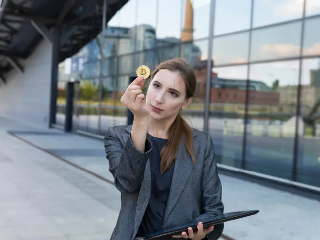 Woman with Bitcoin